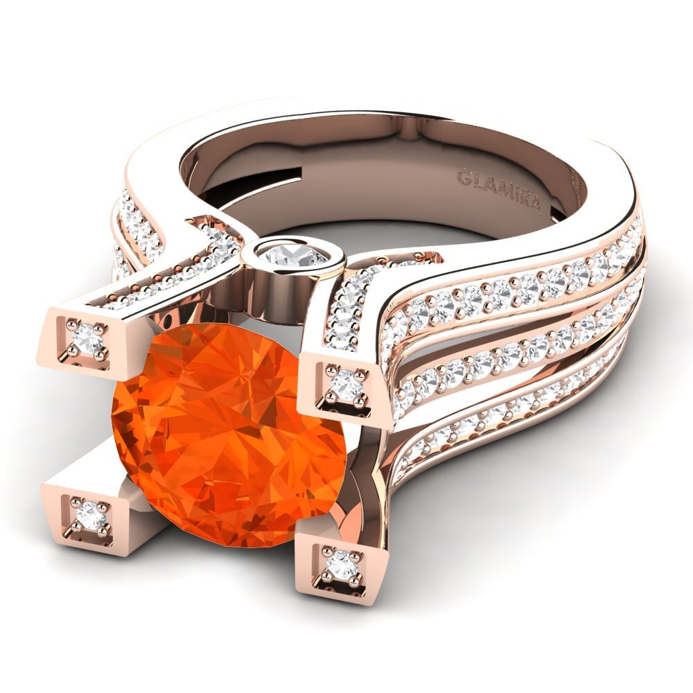 9k Rose Gold Fire-Opal Engagement Ring Melita