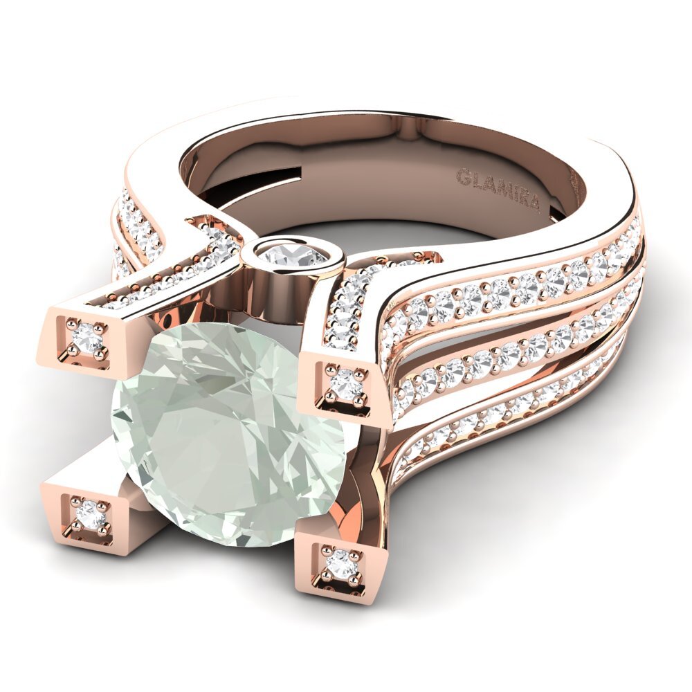 9k Rose Gold Green Amethyst Engagement Ring Melita