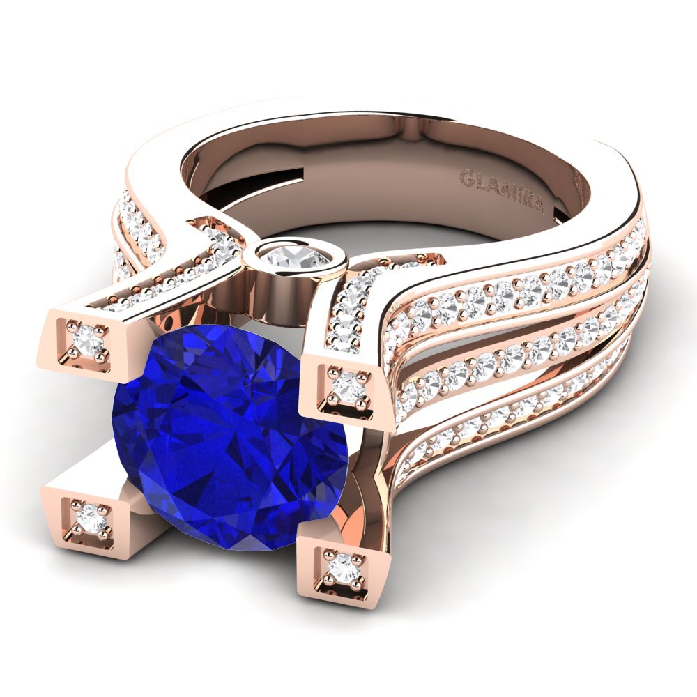 9k Rose Gold Sapphire (Lab Created) Engagement Ring Melita