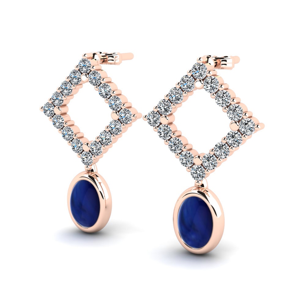 14ct Rose Gold Cabochon Sapphire Women's Earring Meliza