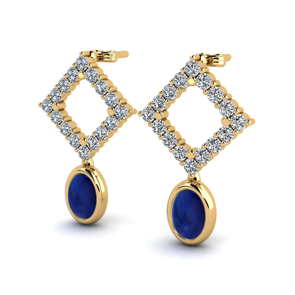 14ct Yellow Gold Cabochon Sapphire Women's Earring Meliza