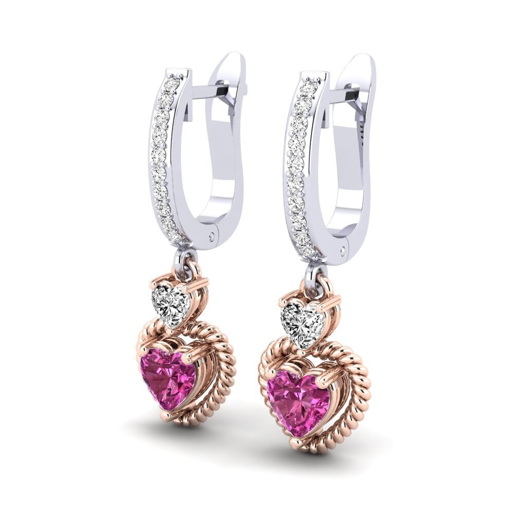 14k Oro Blanco & Rosa Topacio Rosa Pendiente de mujer Melorin