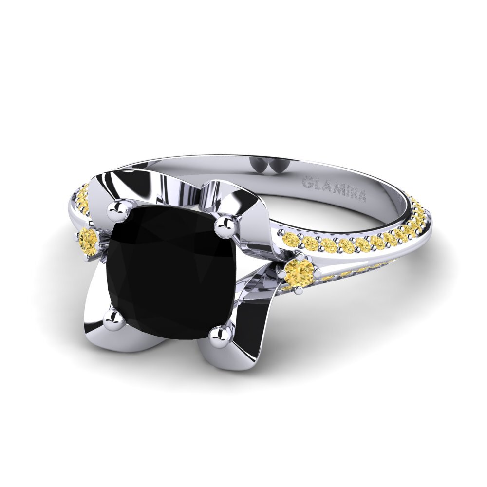 18k Oro Blanco Anillo de compromiso Melrosie