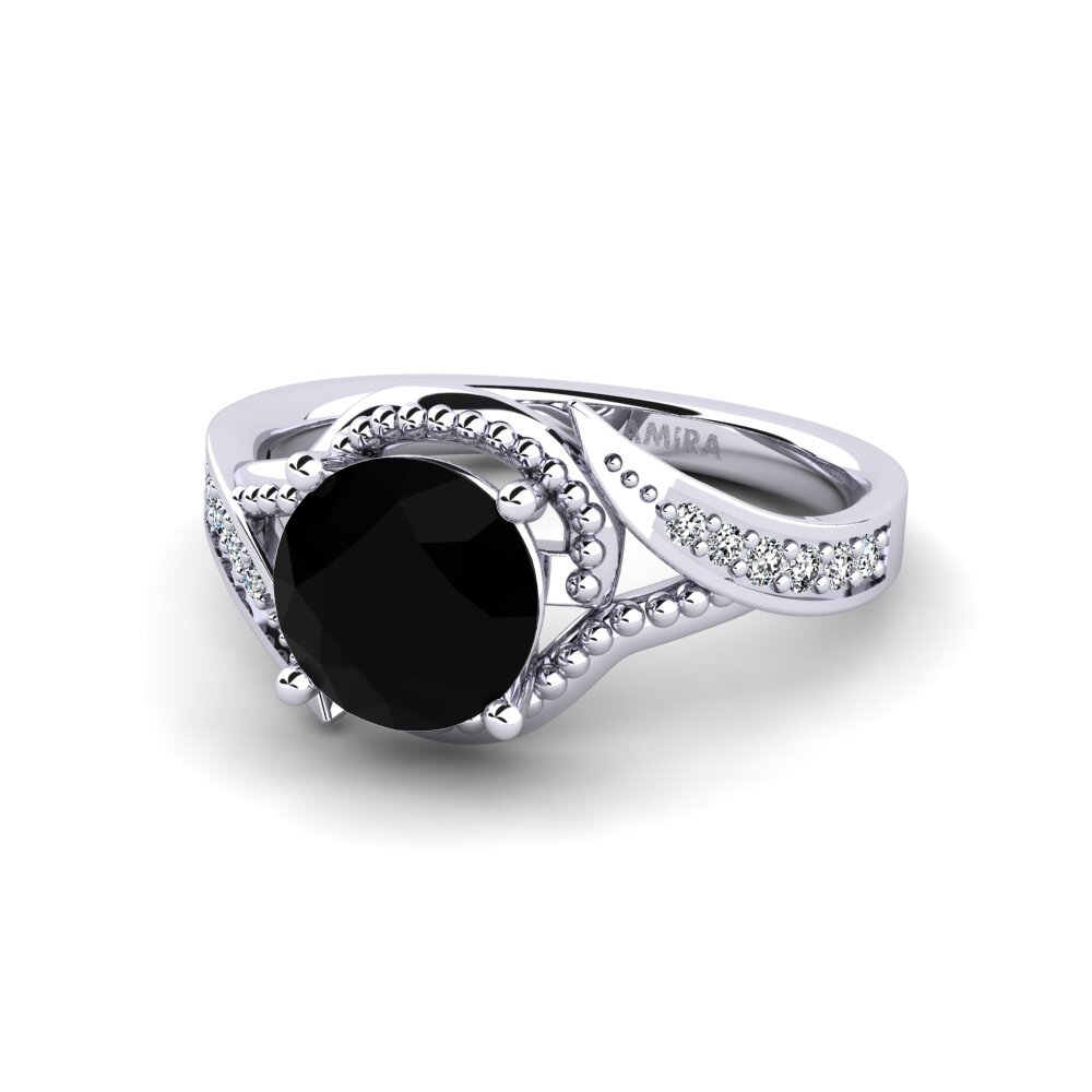 Zafiro negro Anillo de Mujer Memeald