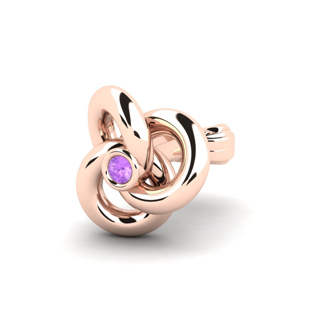 9k Oro Rosa Amatista Pendiente para hombre Abartena