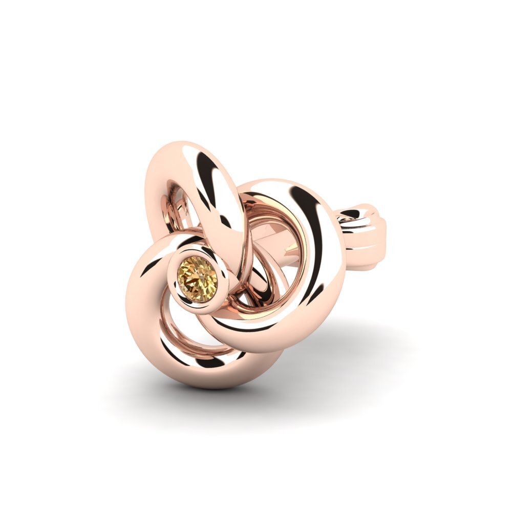 18ct Rose Gold Brown Diamond Men's Earring Abartena