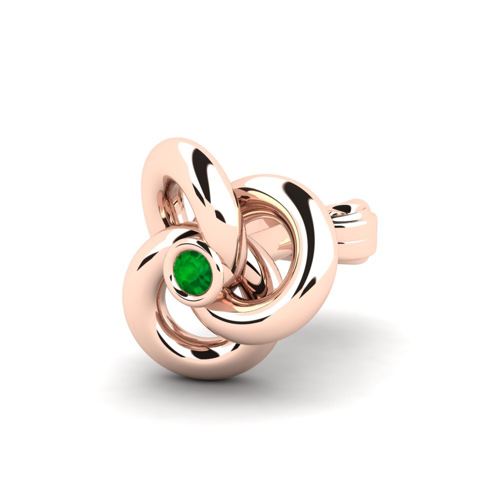 14ct Rose Gold Emerald Men's Earring Abartena