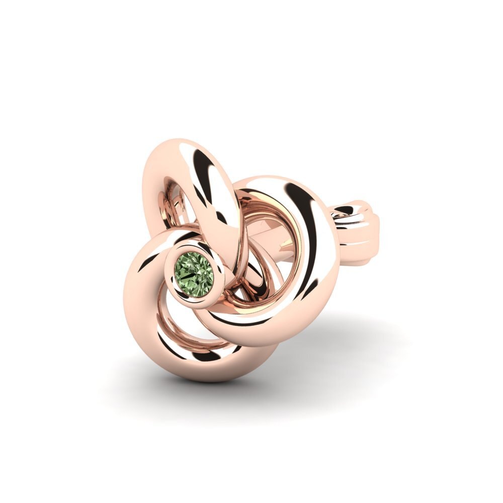 18k Oro Rosa Diamante Verde Pendiente para hombre Abartena