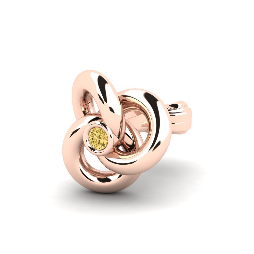 14ct Rose Gold Yellow Diamond Men's Earring Abartena