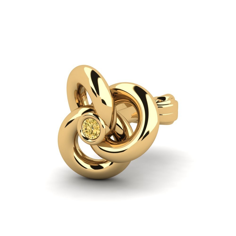 9ct Yellow Gold Yellow Diamond Men's Earring Abartena