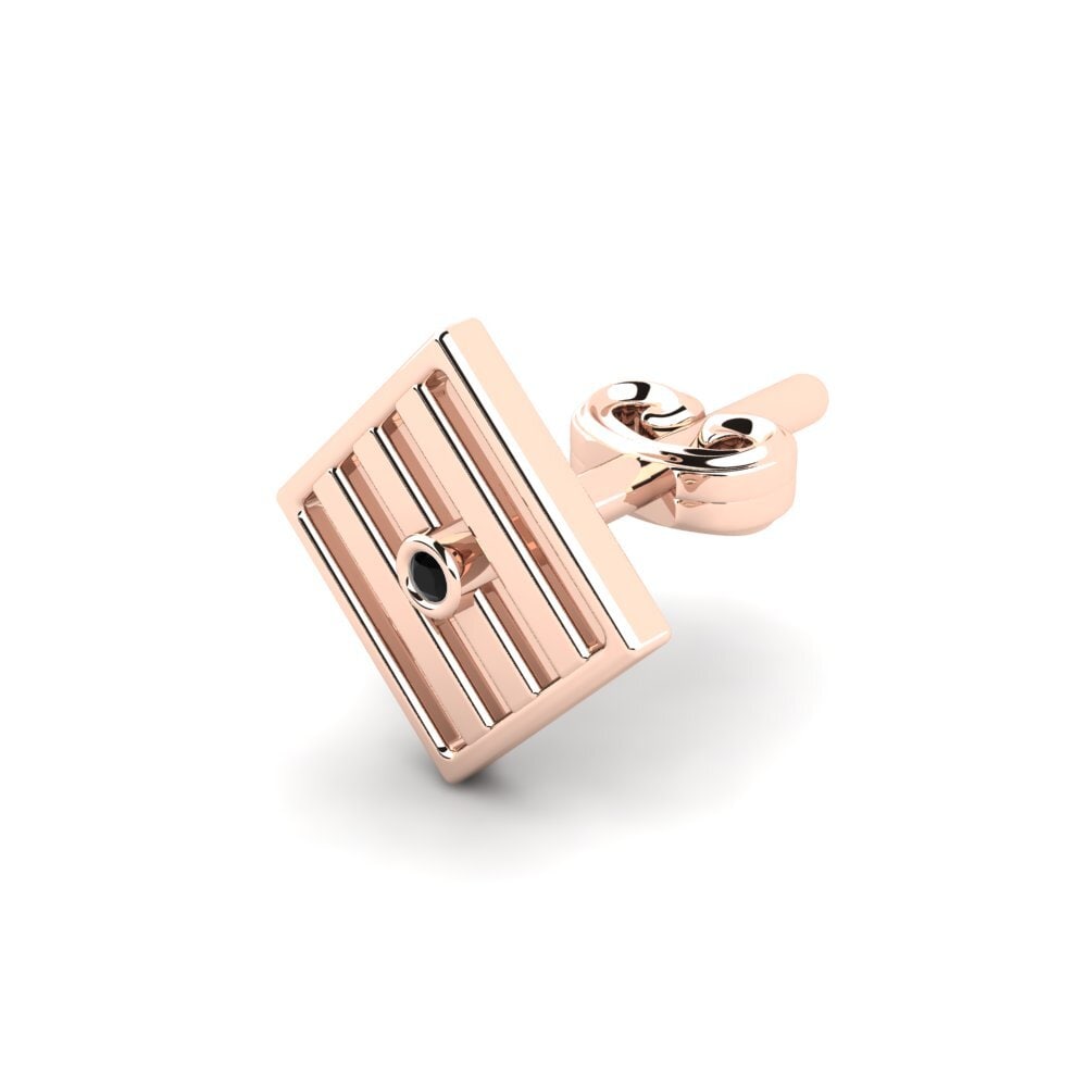18ct Rose Gold Black Onyx Men's Earring Abfin