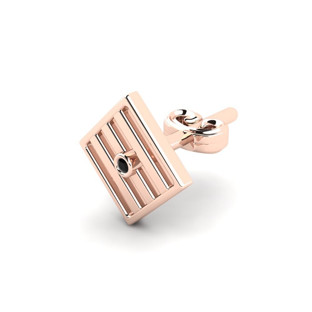 14ct Rose Gold Black Diamond Men's Earring Abfin