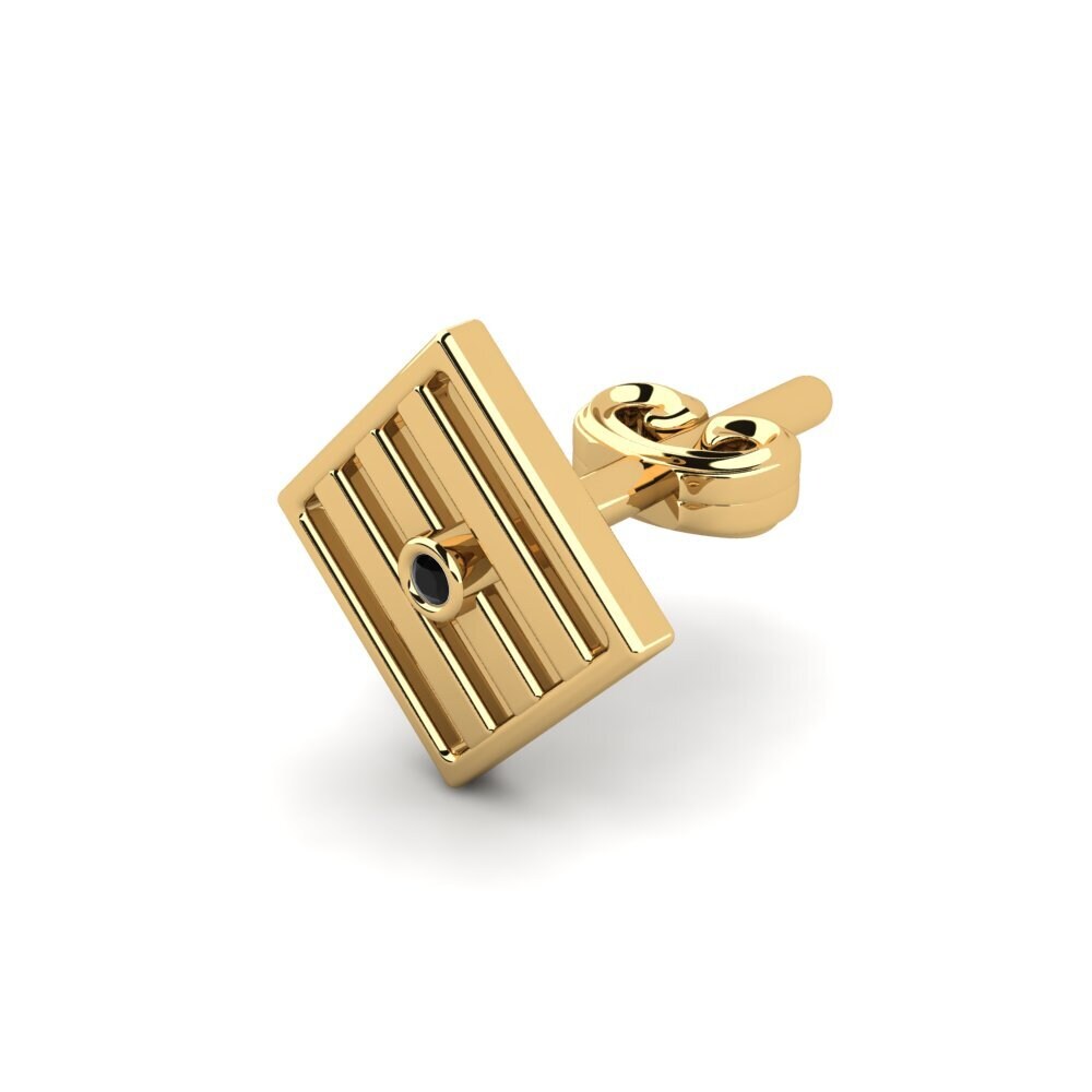 14ct Yellow Gold Black Diamond Men's Earring Abfin