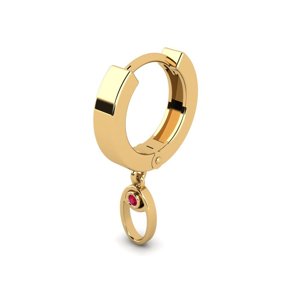 9ct Yellow Gold Ruby Men's Earring Argali
