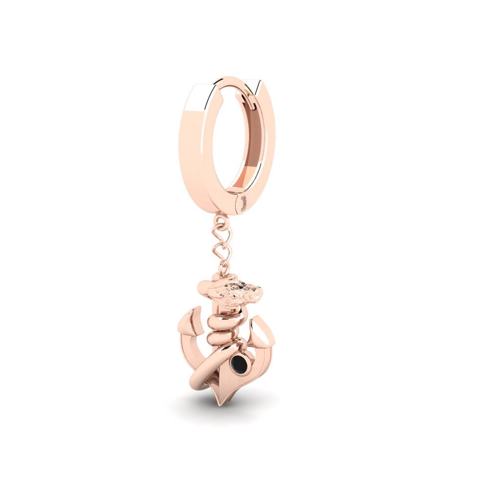 14k Oro Rosa Zafiro negro Pendiente para hombre Lambourde