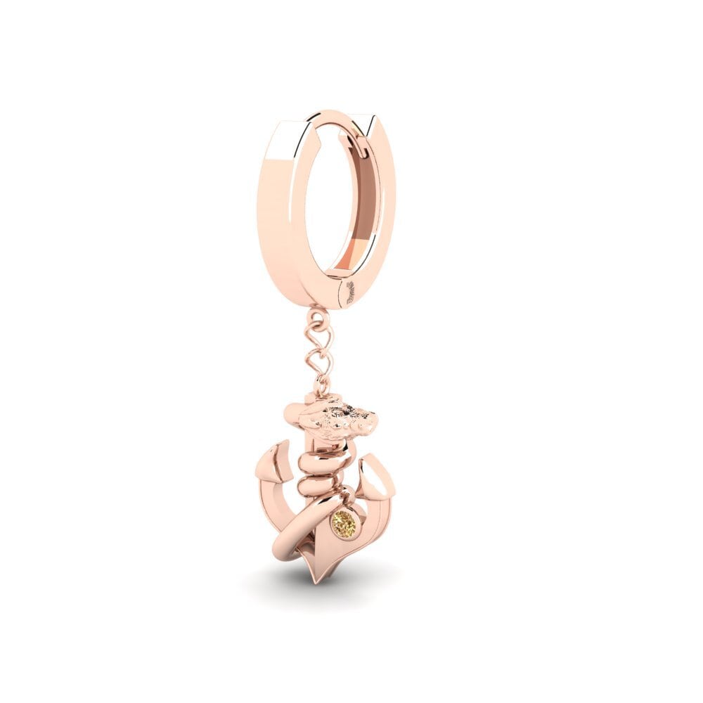 9ct Rose Gold Brown Diamond Men's Earring Lambourde
