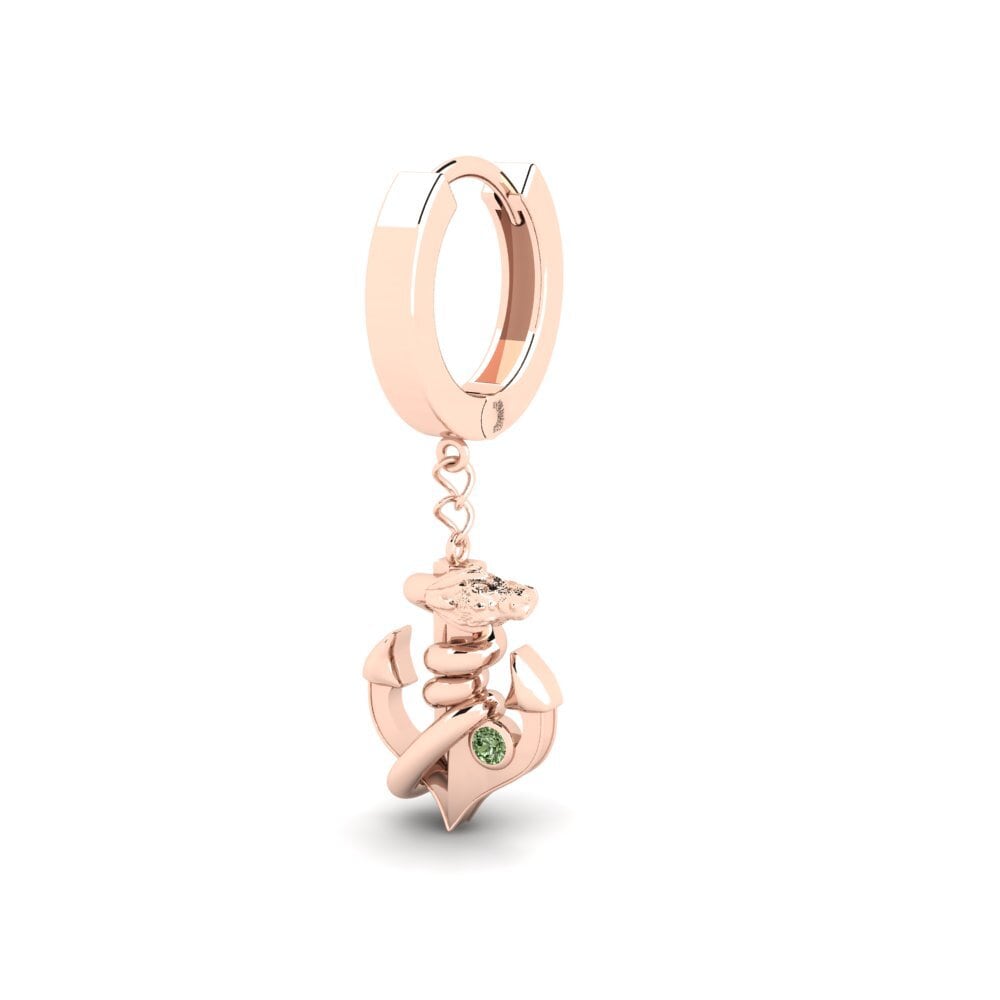 14ct Rose Gold Green Diamond Men's Earring Lambourde