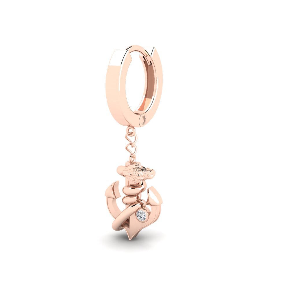 14k Oro Rosa Diamante cultivado en laboratorio Pendiente para hombre Lambourde