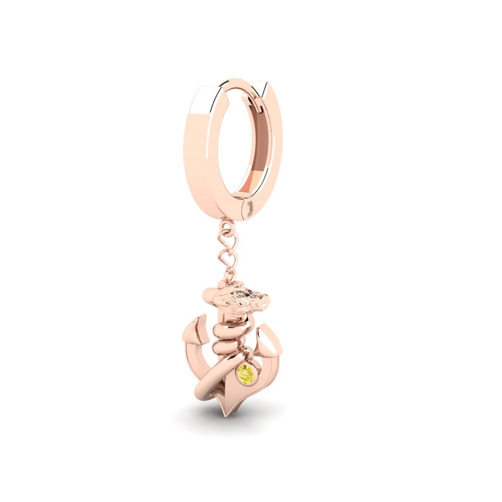 9ct Rose Gold Yellow Sapphire Men's Earring Lambourde