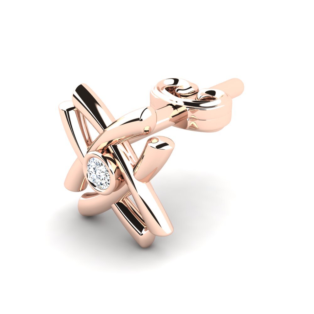 9ct Rose Gold Zirconia Men's Earring Metan