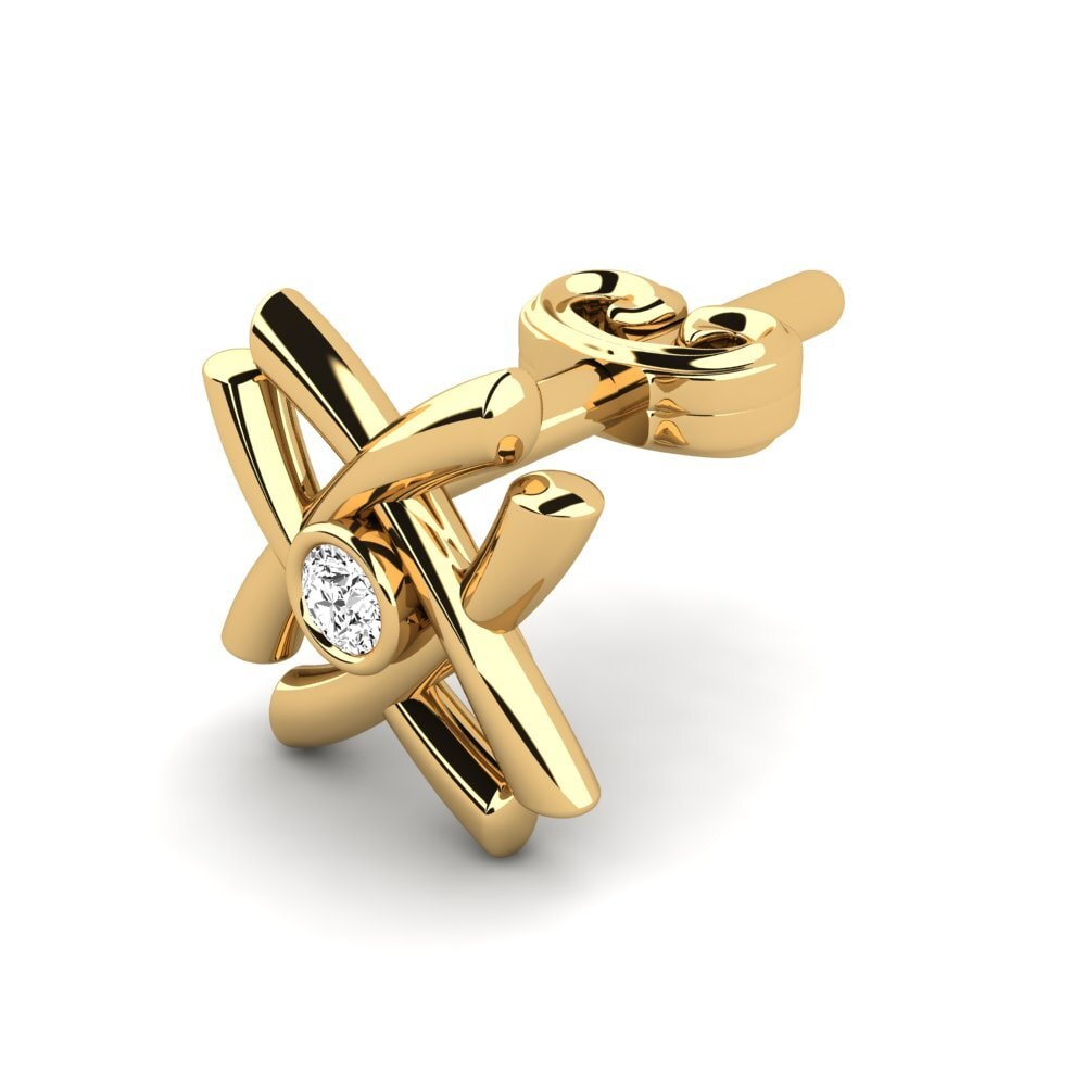 9ct Yellow Gold Moissanite Men's Earring Metan