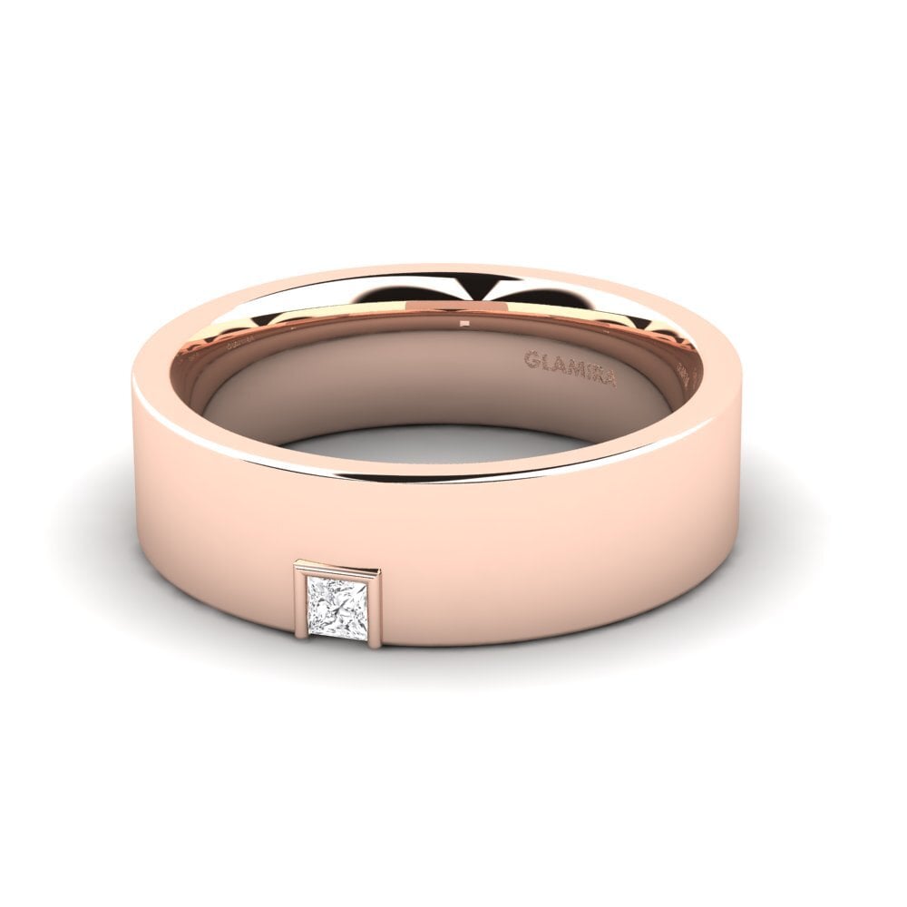14ct Rose Gold White sapphire Men's Ring Silent Approval