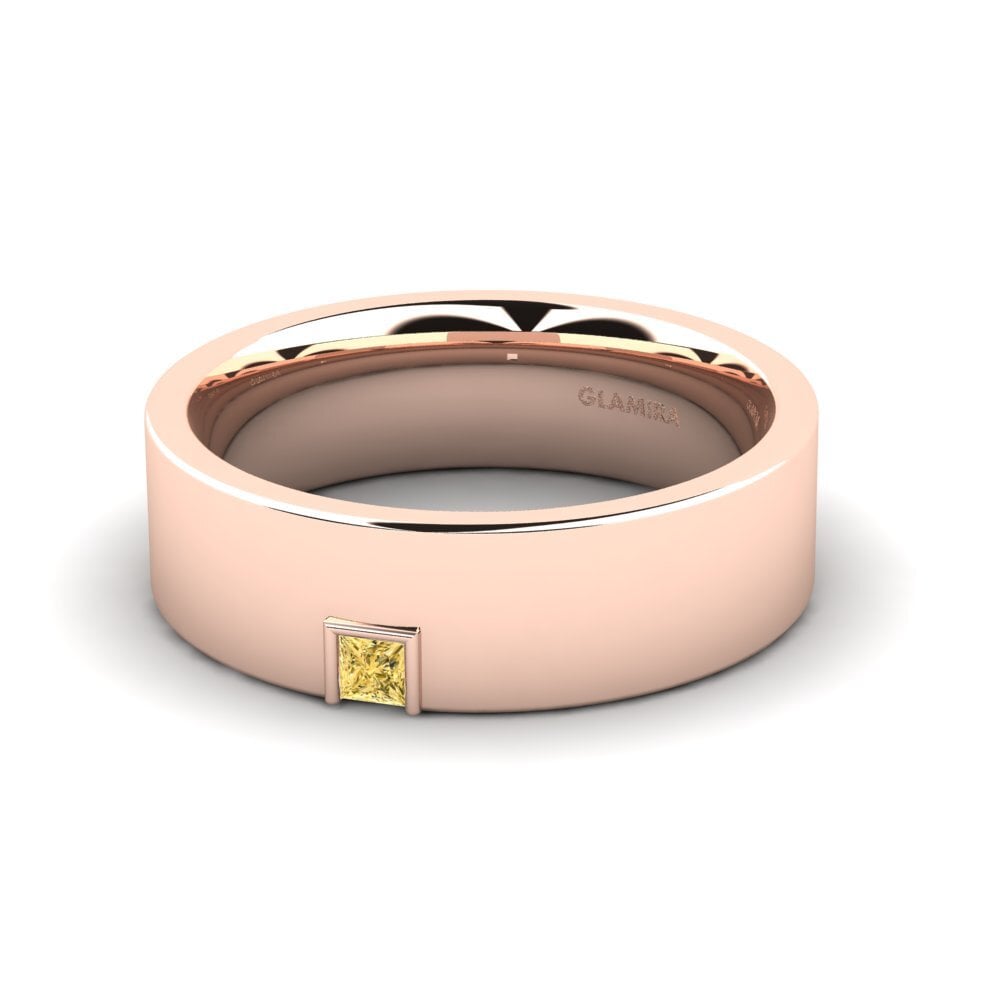 Oro Rosso 750 Diamante Giallo Anello da uomo Silent Approval