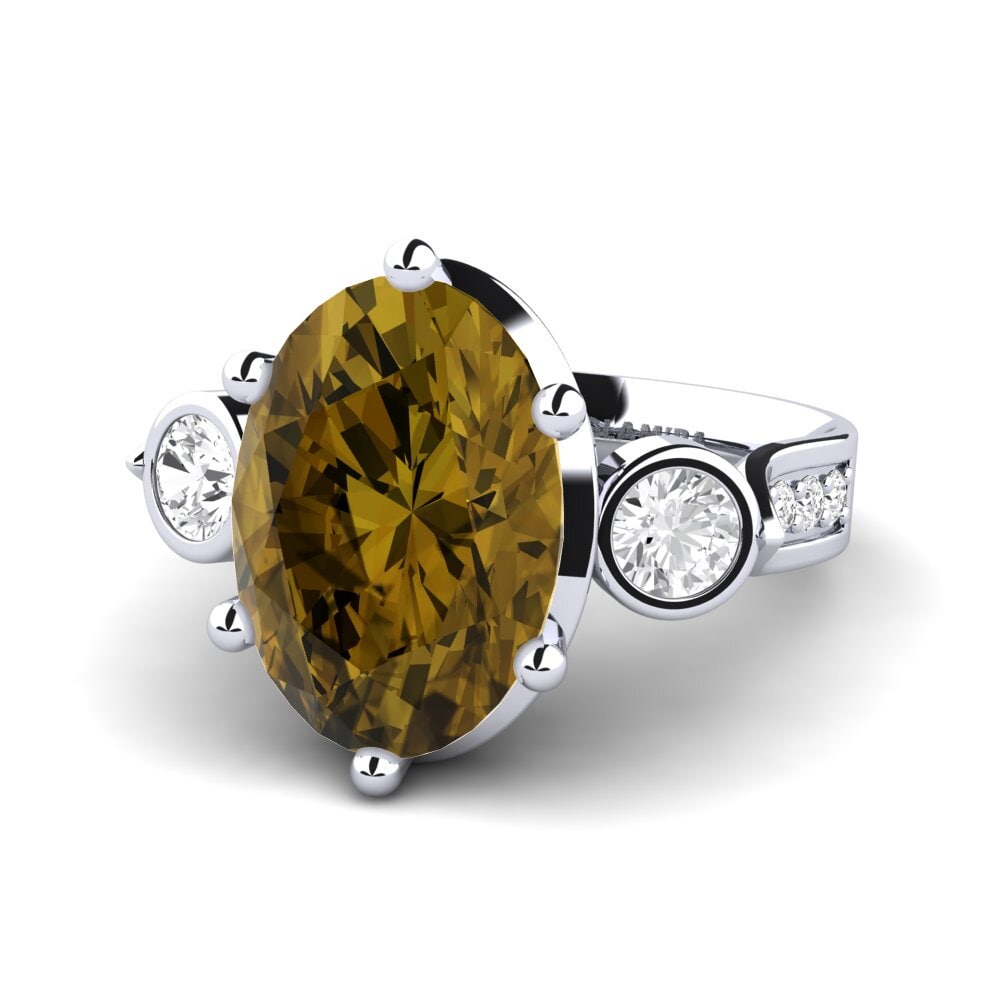 18k Oro Blanco Anillo de compromiso Menes