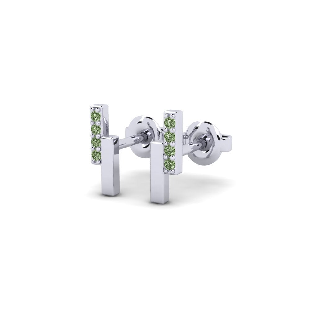 950 Platin Grüner Diamant Damen ohrring Menyorot