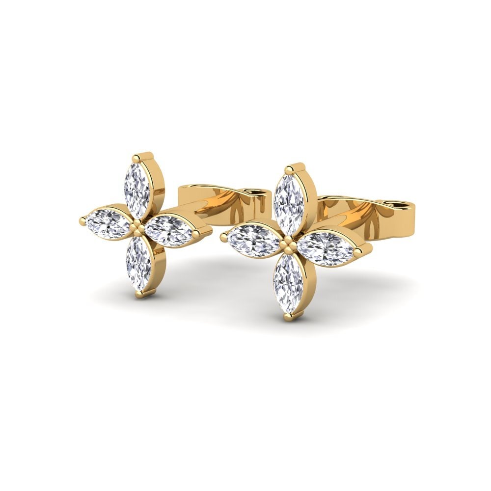 Ouro Amarelo 14K Diamante Produzido em Laboratório Brincos Feminino Merideth
