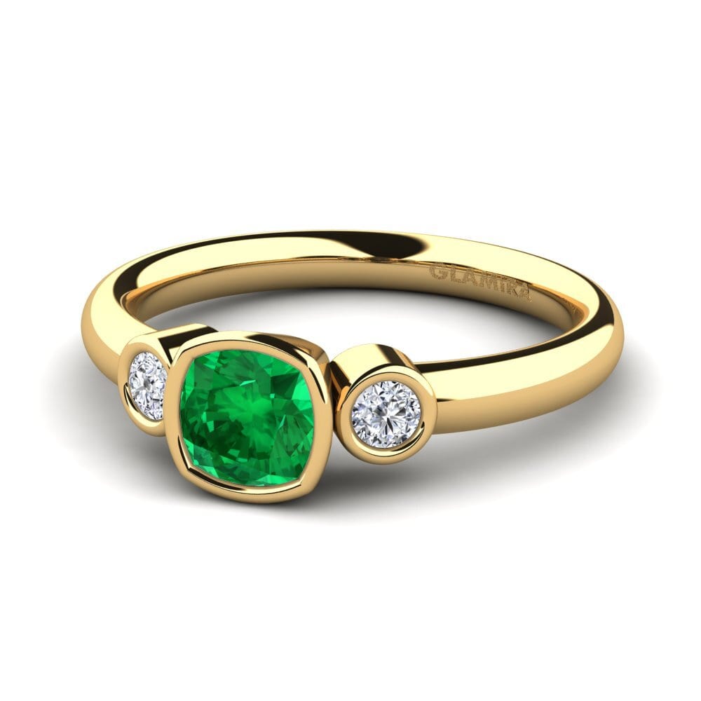 Emerald (Lab Created) Engagement Ring Merollia