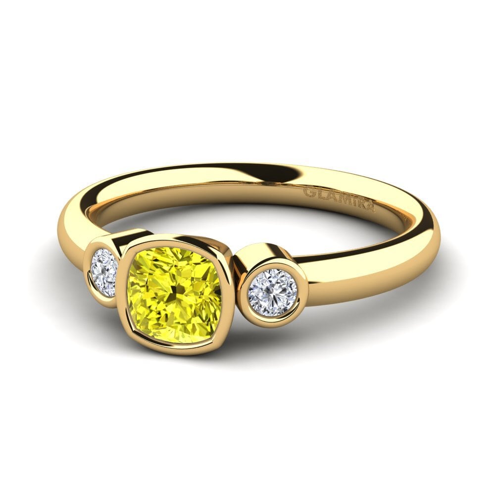 Diamante Amarelo Anel de Noivado Merollia