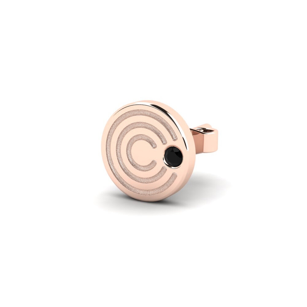 18ct Rose Gold Black Onyx Men's Earring Mertae