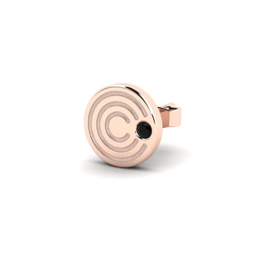 18ct Rose Gold Black Sapphire Men's Earring Mertae