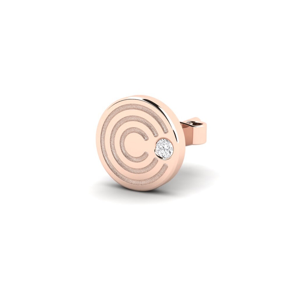 18ct Rose Gold White sapphire Men's Earring Mertae