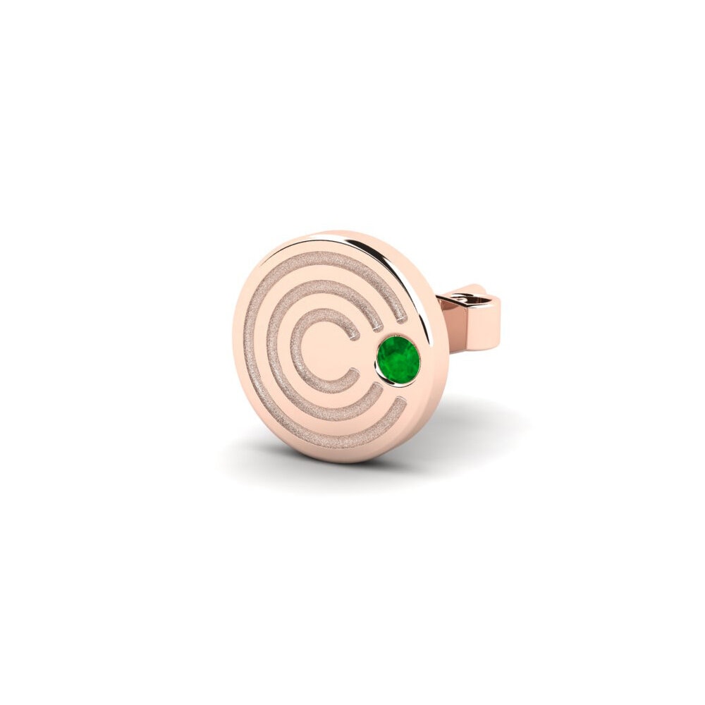 14ct Rose Gold Emerald Men's Earring Mertae