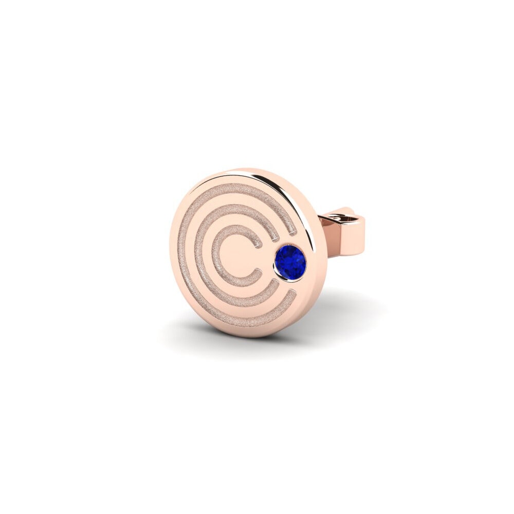 14ct Rose Gold Sapphire Men's Earring Mertae