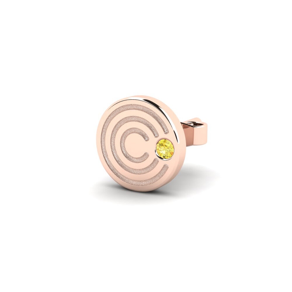 14ct Rose Gold Yellow Sapphire Men's Earring Mertae