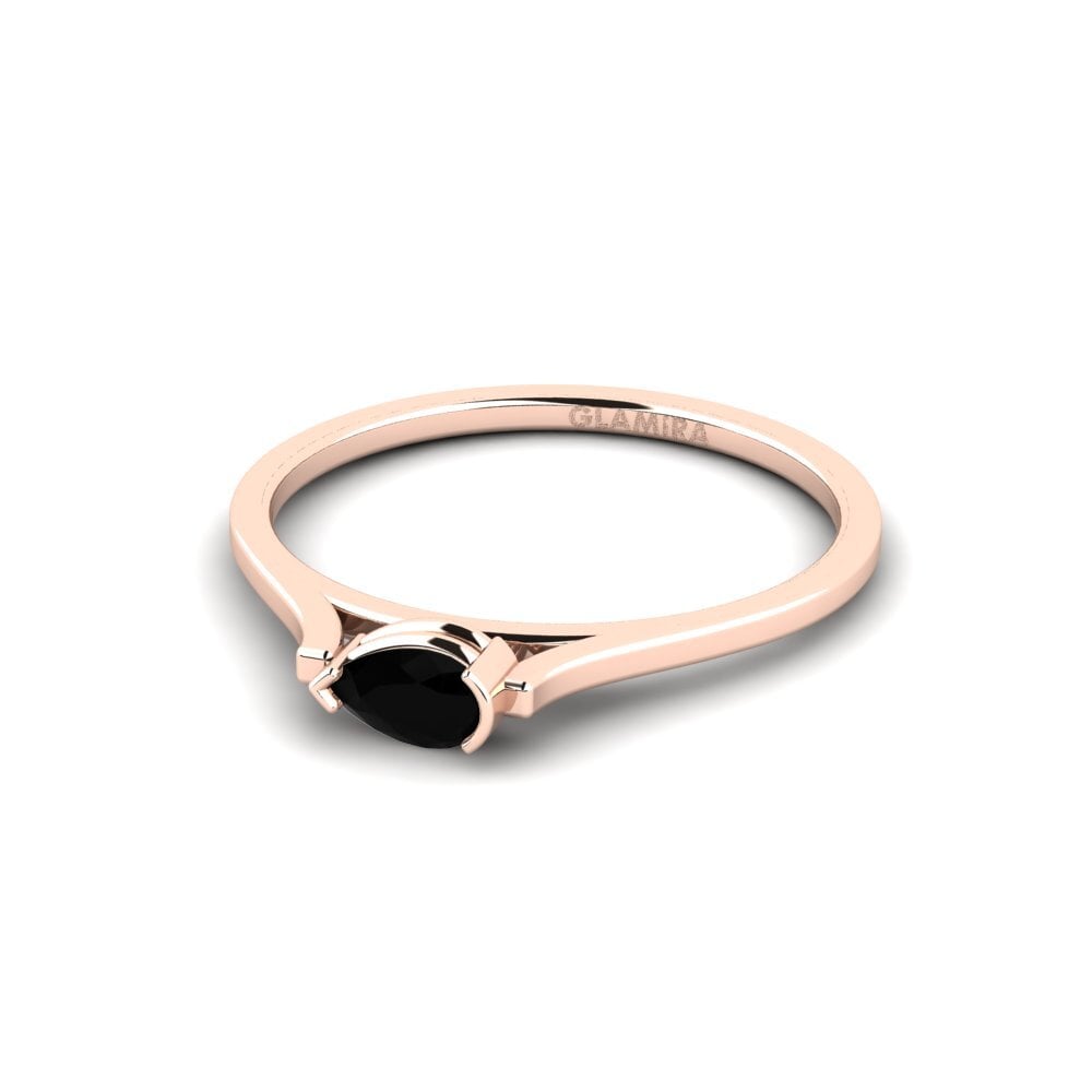 14ct Rose Gold Black Onyx Engagement Ring Merveille