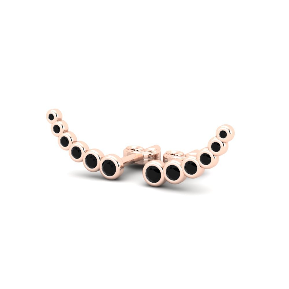 14ct Rose Gold Black Diamond Women's Earring Meshell