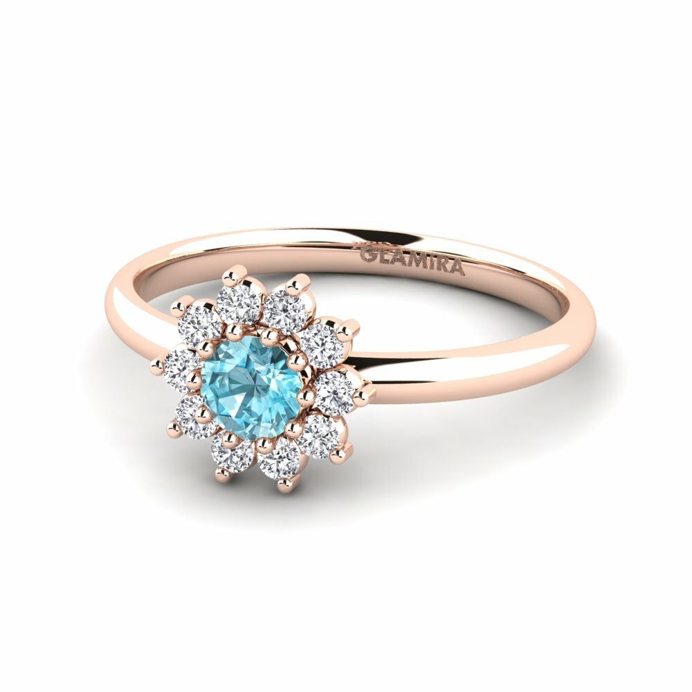 Blue Zircon Engagement Ring Mesic