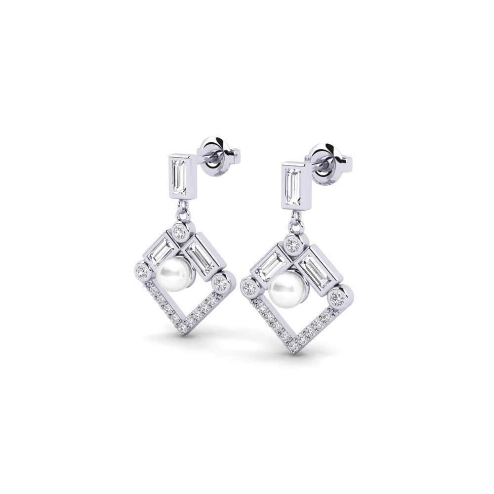 White Silver Diamond Women's Earring Metz