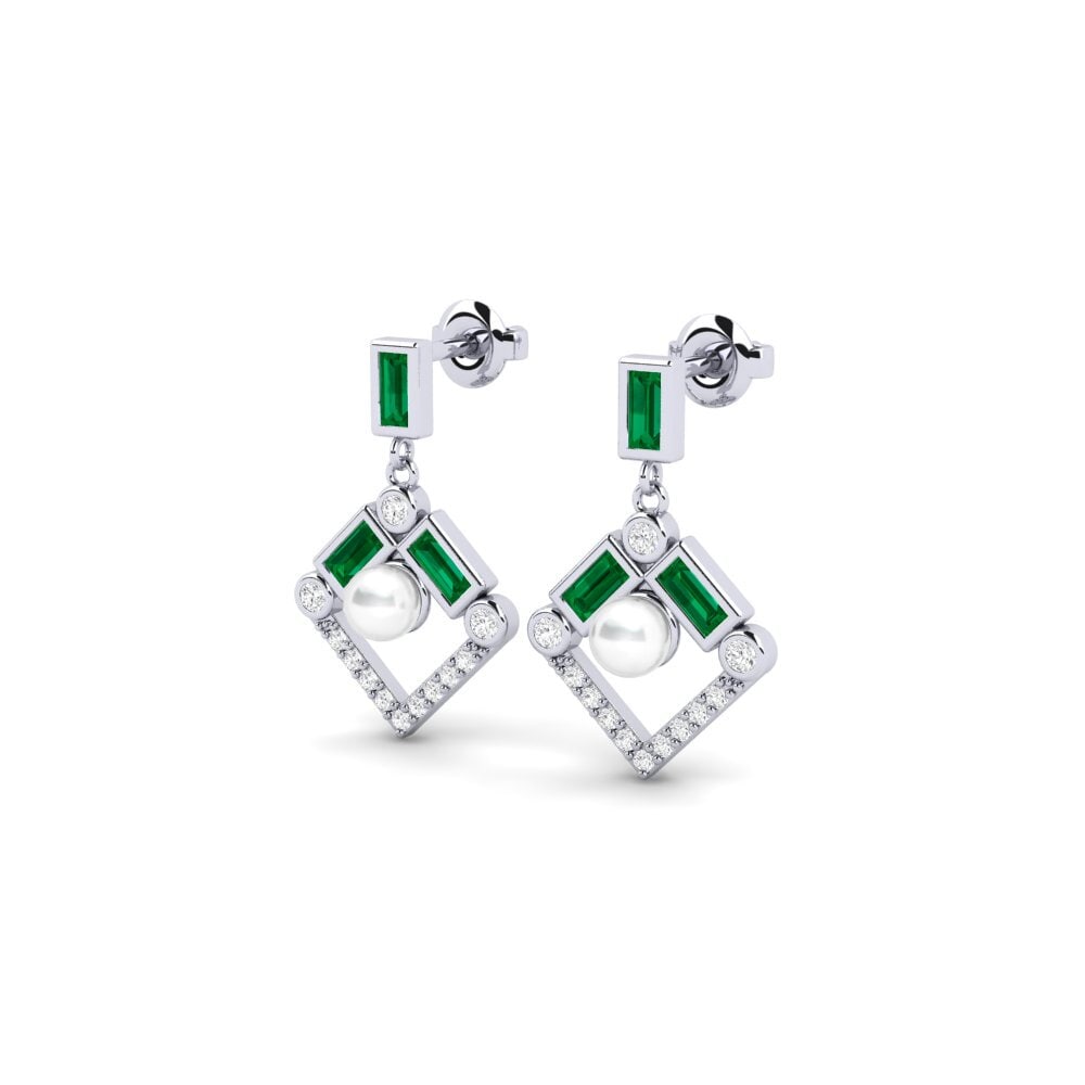 950 Palladium Green Zirconia Women's Earring Metz