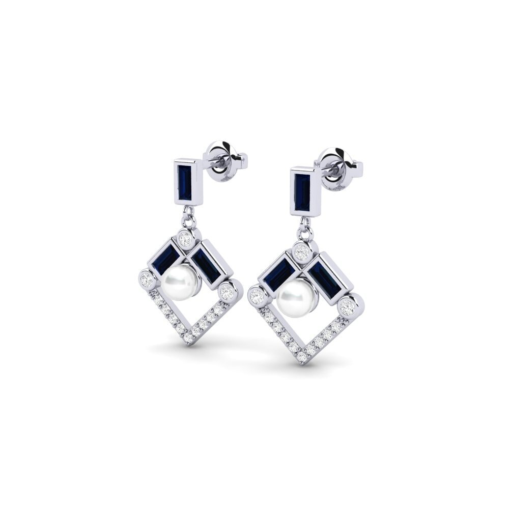 9k White Gold Sapphire Women's Earring Metz
