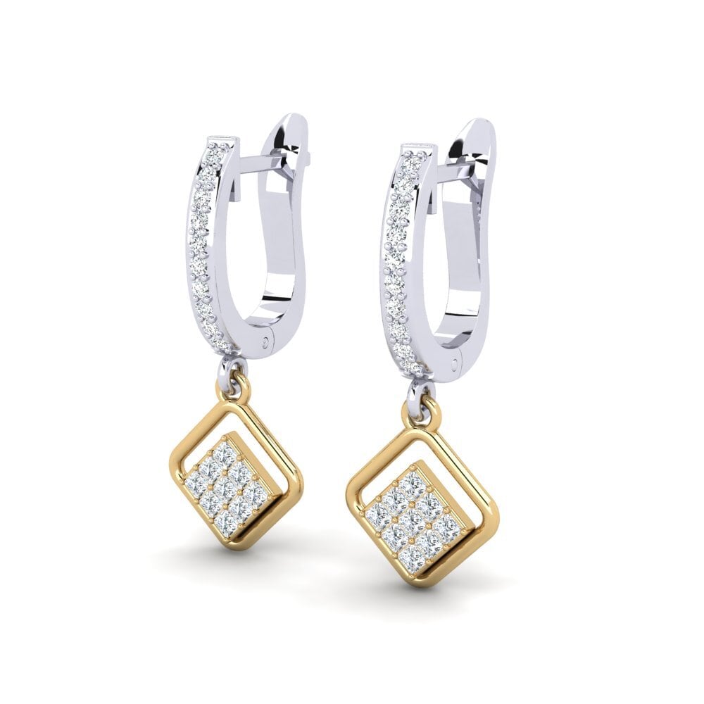 14k Oro Blanco / Amarillo Princesa Pendiente de mujer Mevente