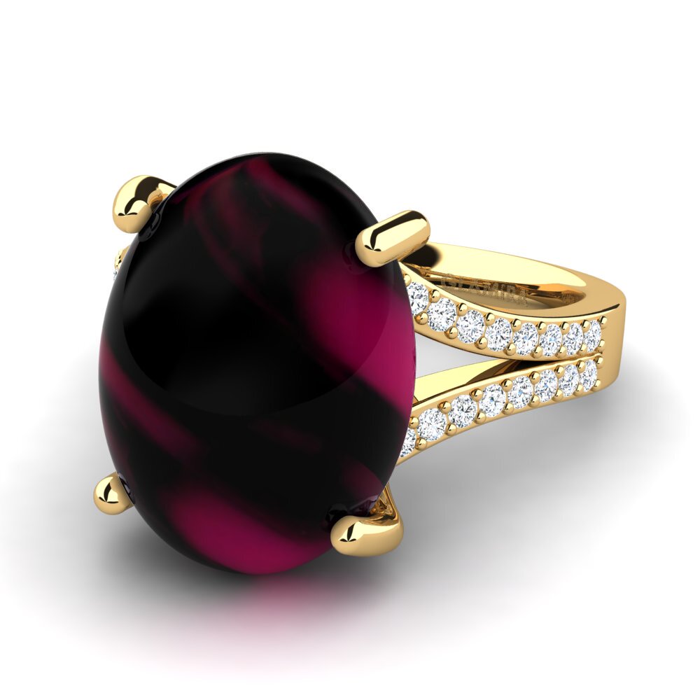 Cabochon Granada Rodolita Anel Miajalie