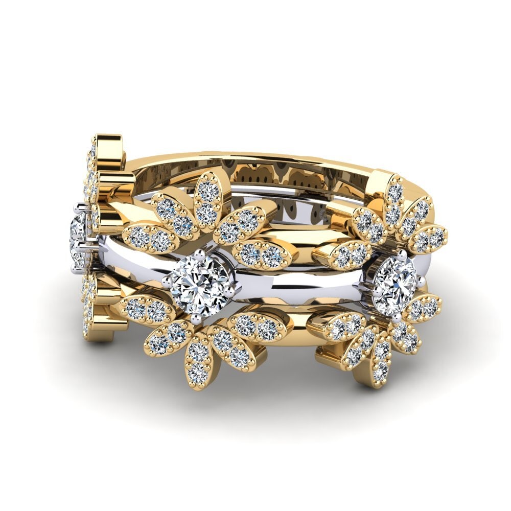 9k Oro Amarillo & Blanco Anillo Miceat SET