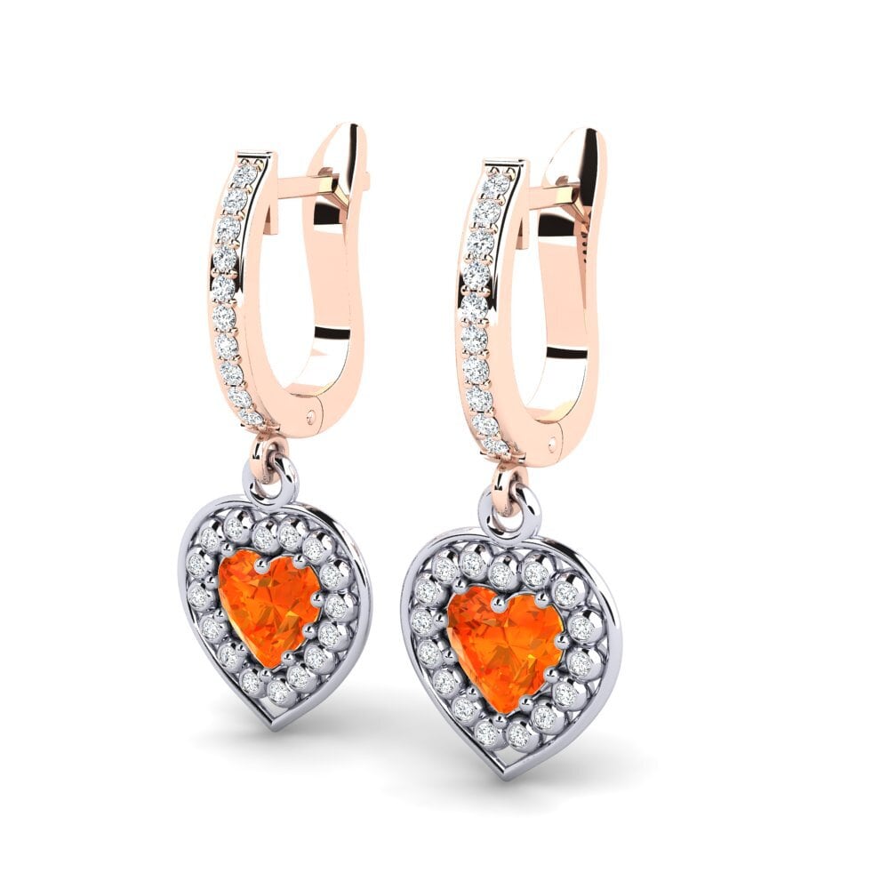 9K White & Rose Gold Orange Sapphire Earring Micheila
