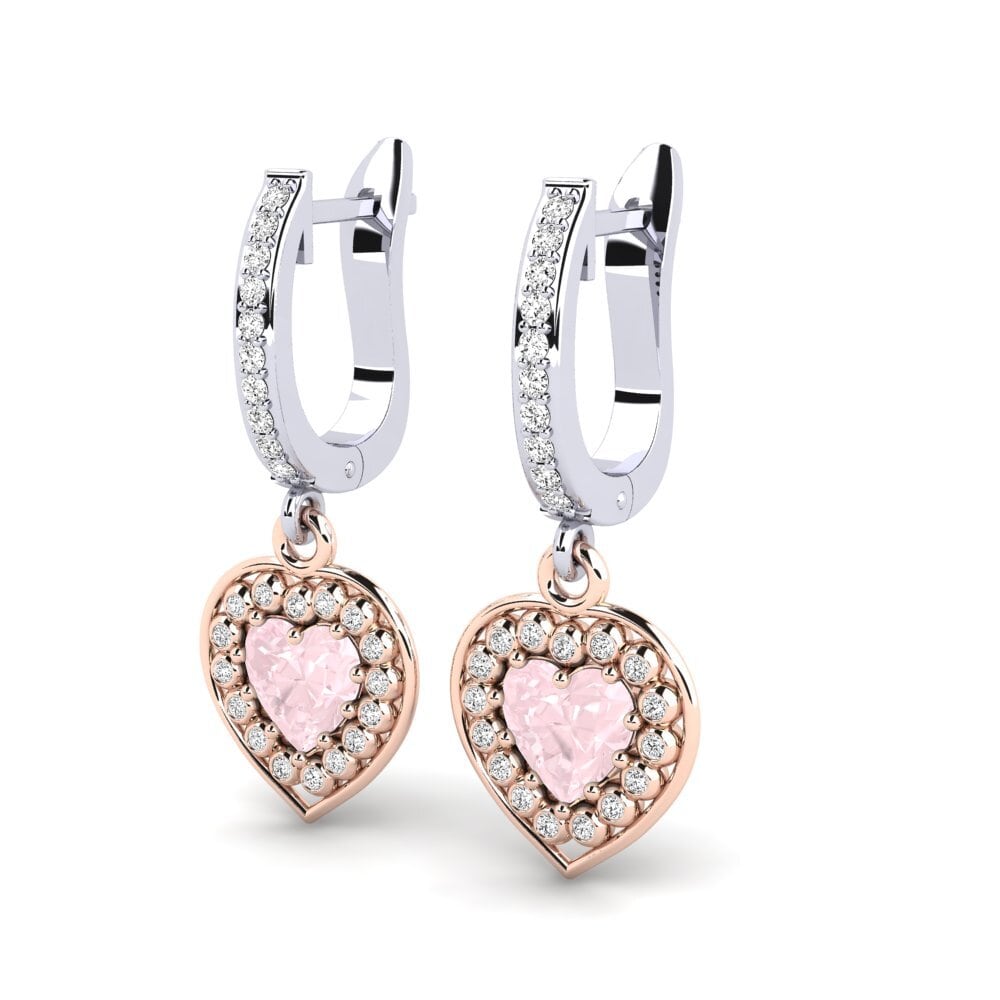 9k Oro Rosa & Blanco Cuarzo rosa Pendiente de mujer Micheila