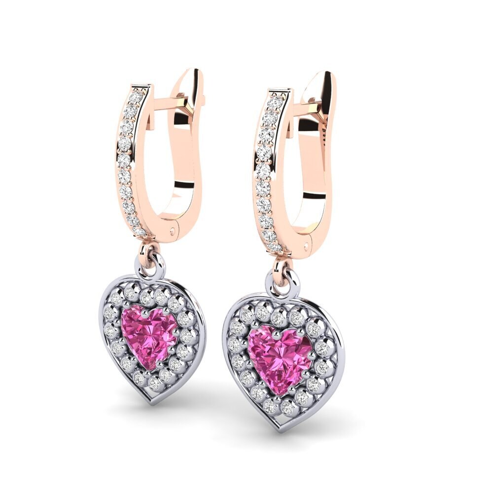 14k Oro Blanco & Rosa Topacio Rosa Pendiente de mujer Micheila
